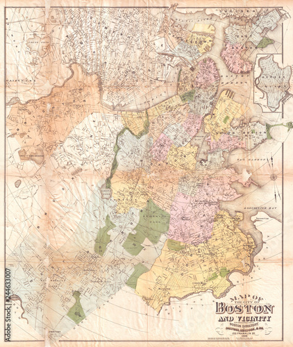 Fototapeta Naklejka Na Ścianę i Meble -  1896, Sampson and Murdock Map of Boston, Massachusetts and Vicinity