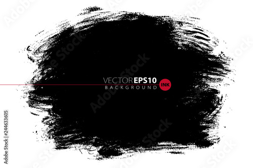 Vector hand drawn big brush stain. Monochrome ink painted stroke. Painted by brush black stain. Monochrome artistic backdrop. One color grungy background.