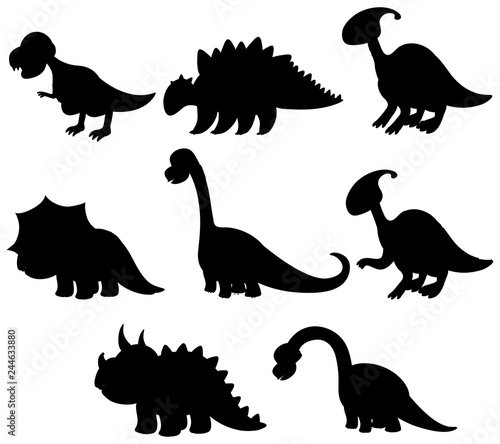 Set of silhouette dinosaur collection