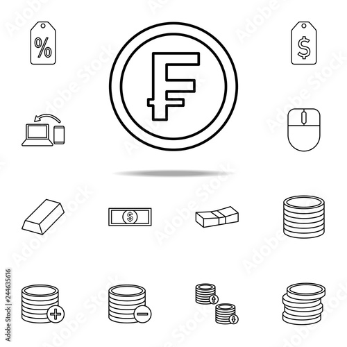 coin franc icon. Mobile banking icons universal set for web and mobile