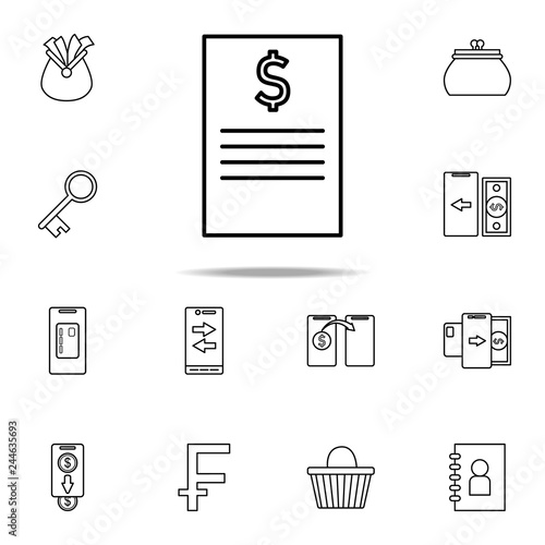 money contract icon. Mobile banking icons universal set for web and mobile