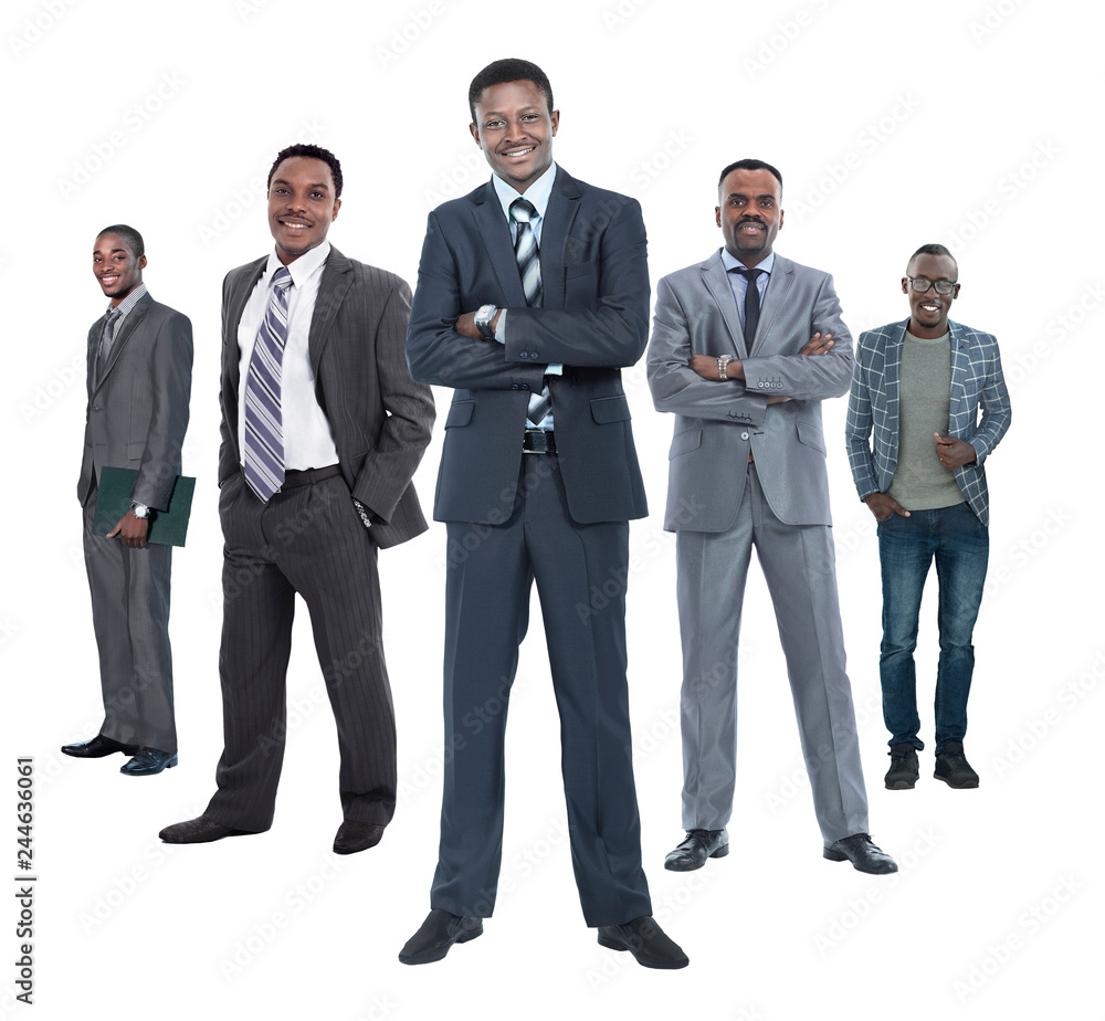 in full growth.leader standing in front of his business team. in full growth.leader standing in front of his business team.