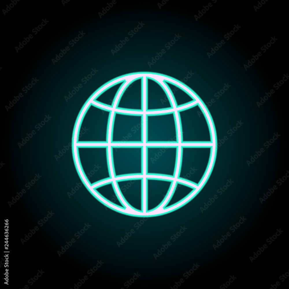 globe icon. Elements of Navigation in neon style icons. Simple icon for websites, web design, mobile app, info graphics globe icon. Elements of Navigation in neon style icons. Simple icon for websites, web design, mobile app, info graphics