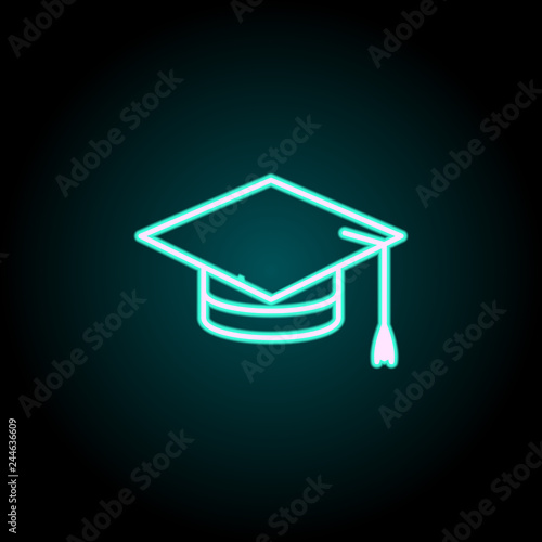 graduate's cap icon. Elements of Science in neon style icons. Simple icon for websites, web design, mobile app, info graphics