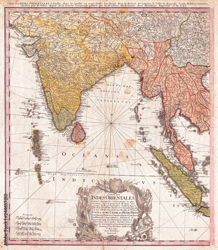 1748, Homann Heirs Map of India and Southeast Asia
