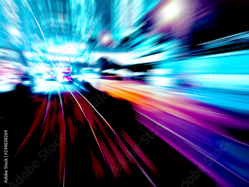 Abstract image of night traffic light trails in the city