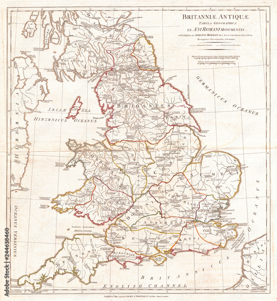 1794, Anville Map of England in ancient Roman times
