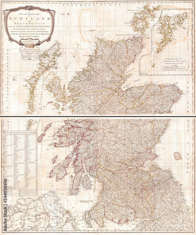 Obraz premium 1794, Campbell Map of Scotland