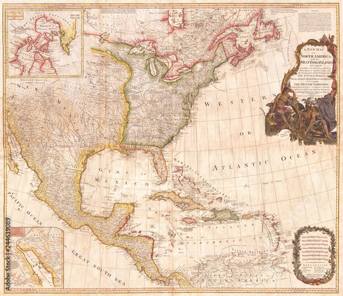 1794, Pownell Wall Map of North America and the West Indies