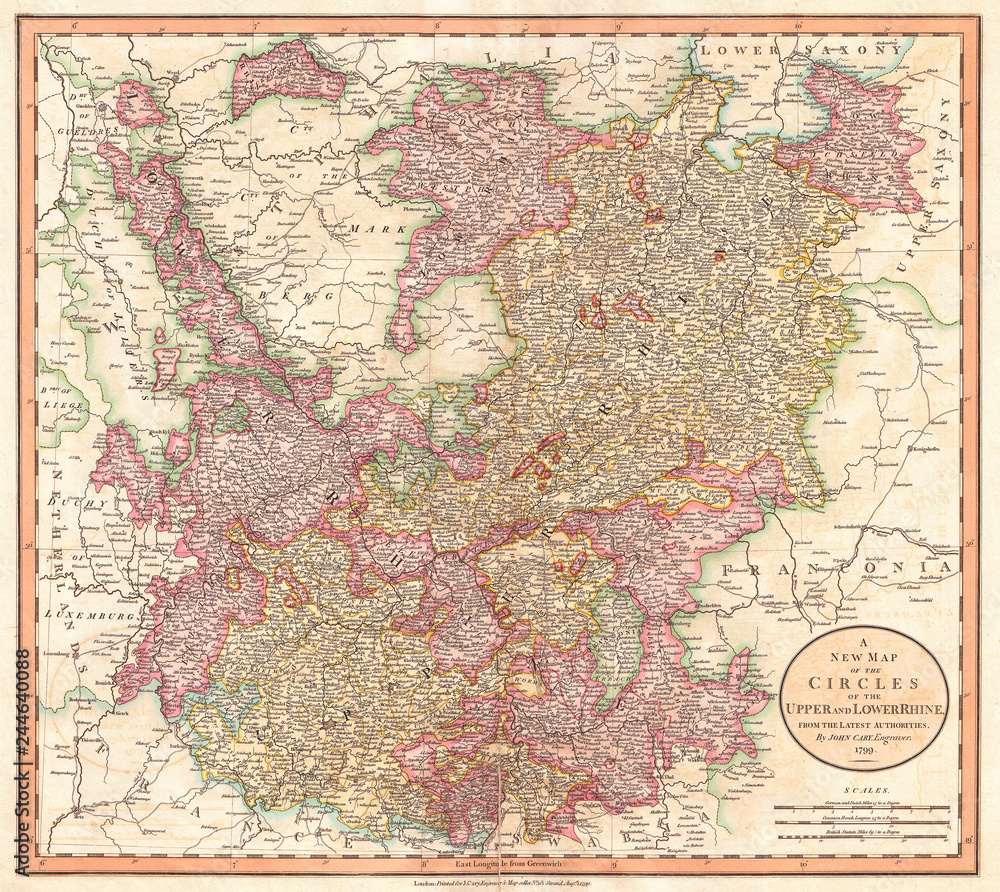1799, Cary Map of the Upper and Lower Rhine, John Cary, 1754 – 1835, was an English cartographer, John Cary, 1754 – 1835, English cartographer 1799, Cary Map of the Upper and Lower Rhine, John Cary, 1754 – 1835, was an English cartographer, John Cary, 1754 – 1835, English cartographer