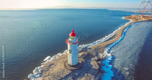 Fényképezés Aerial photography Tokarev lighthouse on the background of the blue sea