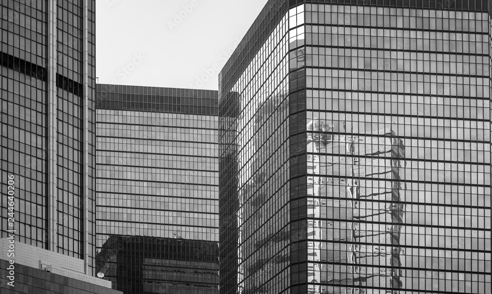 Fototapeta premium Modern Office Buildings in Hong Kong Modern Office Buildings in Hong Kong in Black and white color