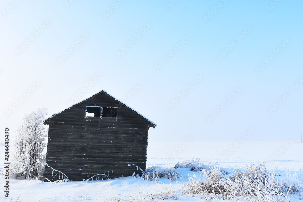 Old Wooden Granaries in Winter Old Wooden Granaries in Winter
