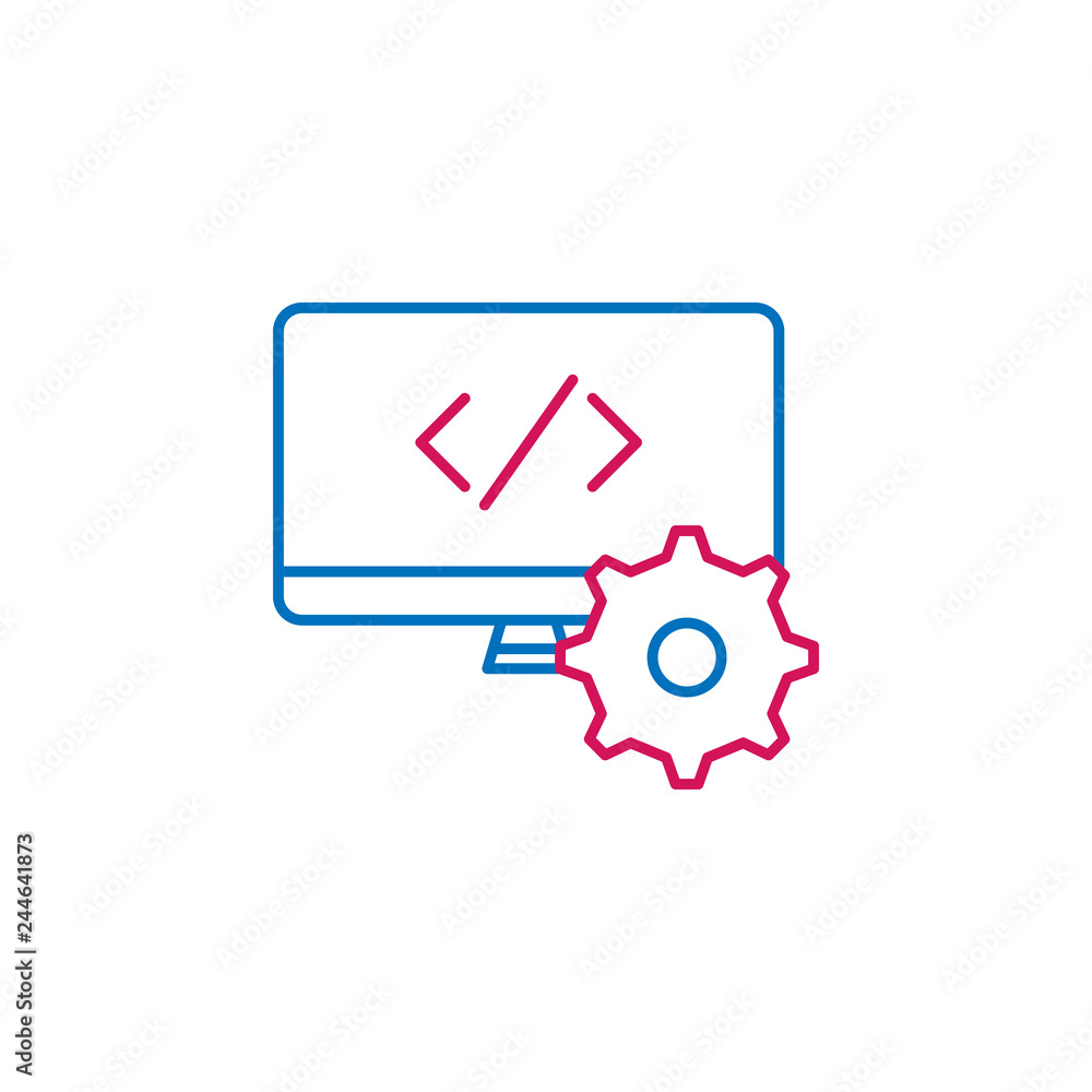Job resume, coding 2 colored line icon. Simple colored element icon. Job resume, coding outline symbol design icon from job resume set Job resume, coding 2 colored line icon. Simple colored element icon. Job resume, coding outline symbol design icon from job resume set