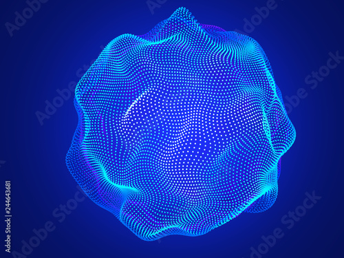 Big data cloud. Artificial intelligence Futuristic science background. Data explosion. Information flow noise. 3d renderings