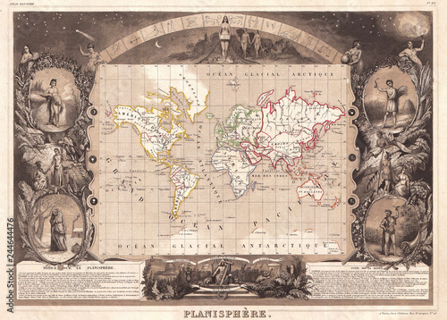 1847, Levasseur Map of the World © PicturePast