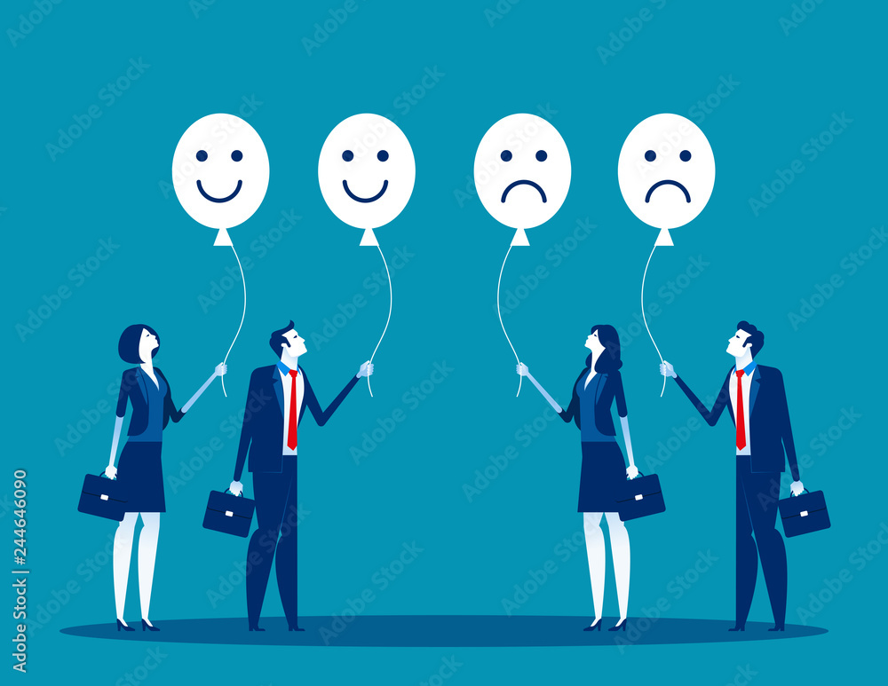 Feelings of the employees. Concept business vector. Feel, Business people, balloons. Feelings of the employees. Concept business vector. Feel, Business people, balloons.
