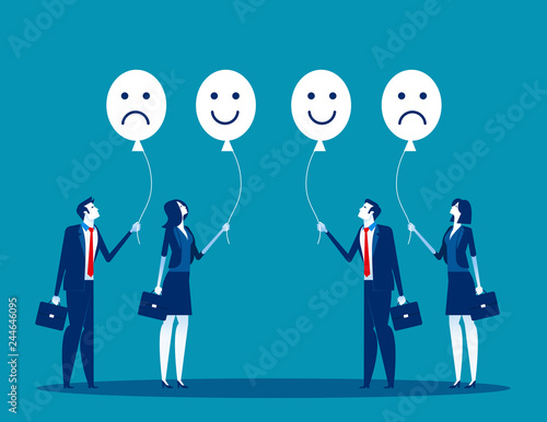 Feelings of the employees. Concept business vector. Feel, Business people, balloons.