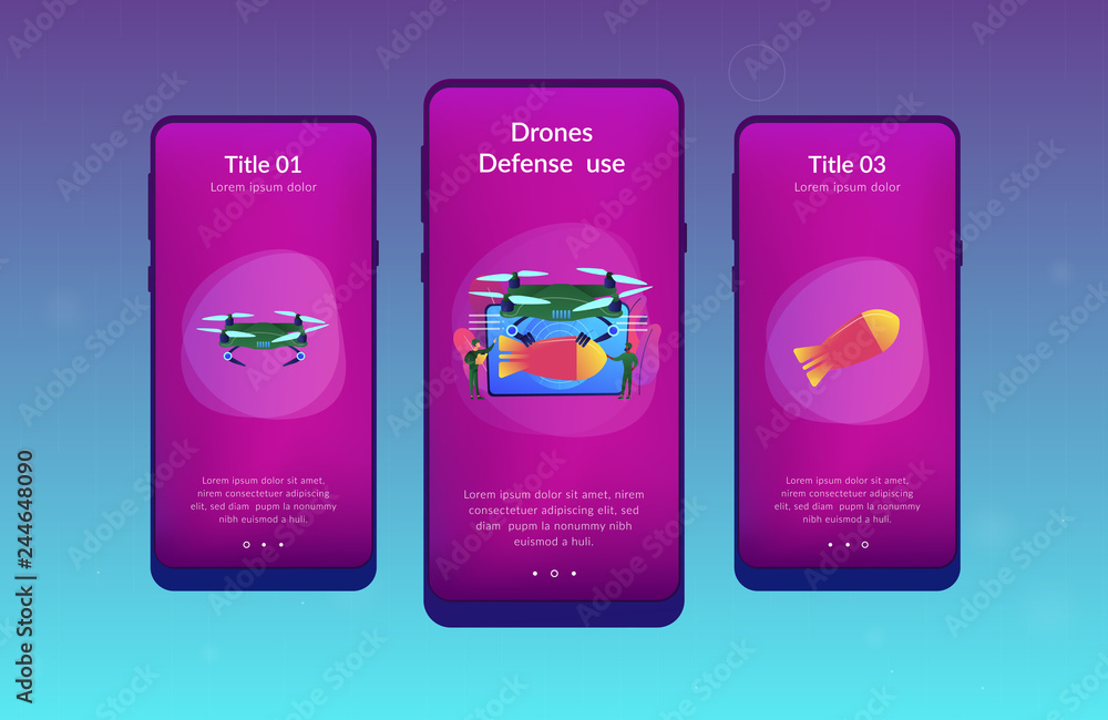 Soldiers and military drone armed with missile to attack enemy ...