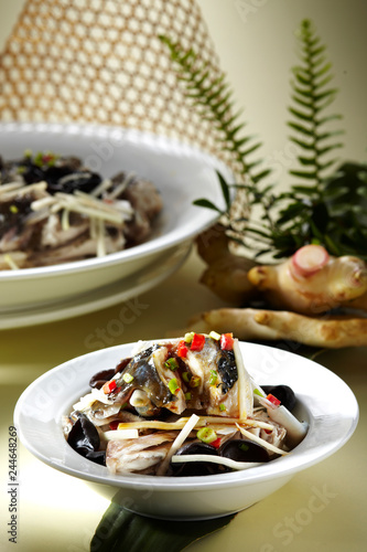 Delicious Chinese cuisine, steamed fish with fungus