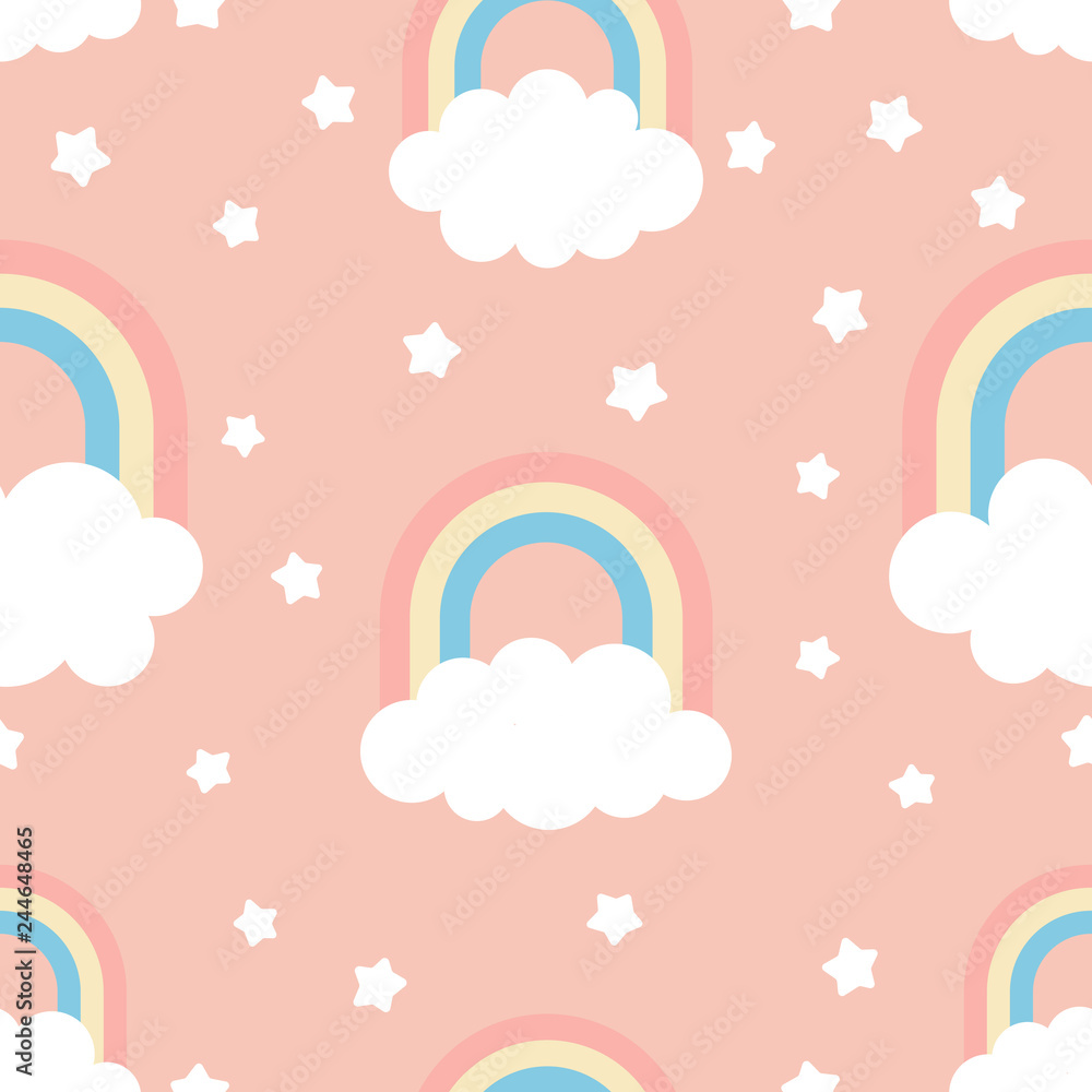 Cute kids illustration with clouds, rainbow and stars Cute kids illustration with clouds, rainbow and stars