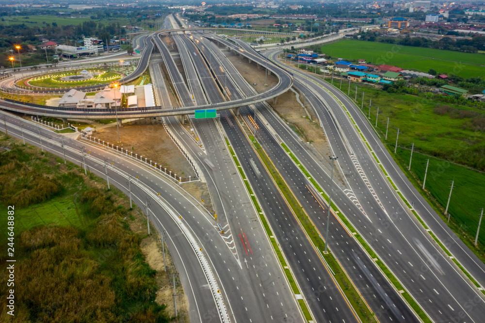 construction of a new ring road interchange and motorway expressway bypass for cars transportation  connecting the city in Thailand