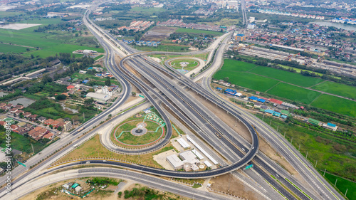 construction of a new ring road interchange and motorway expressway bypass for cars transportation connecting the city in Thailand