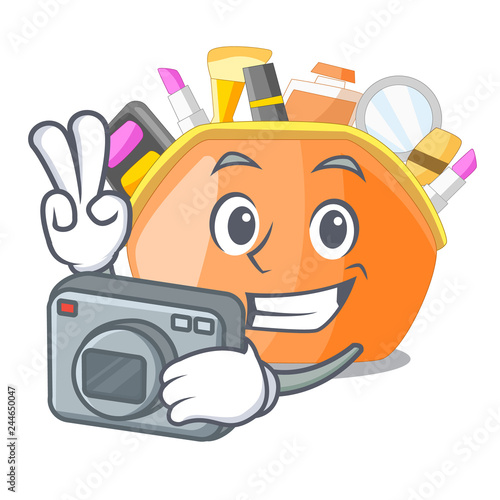 Photographer cosmetic bag above mascot dressing table