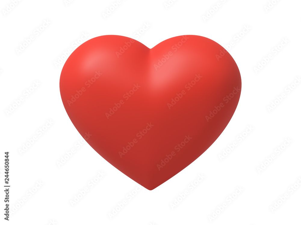3d rendering of red heart isolated on white background.