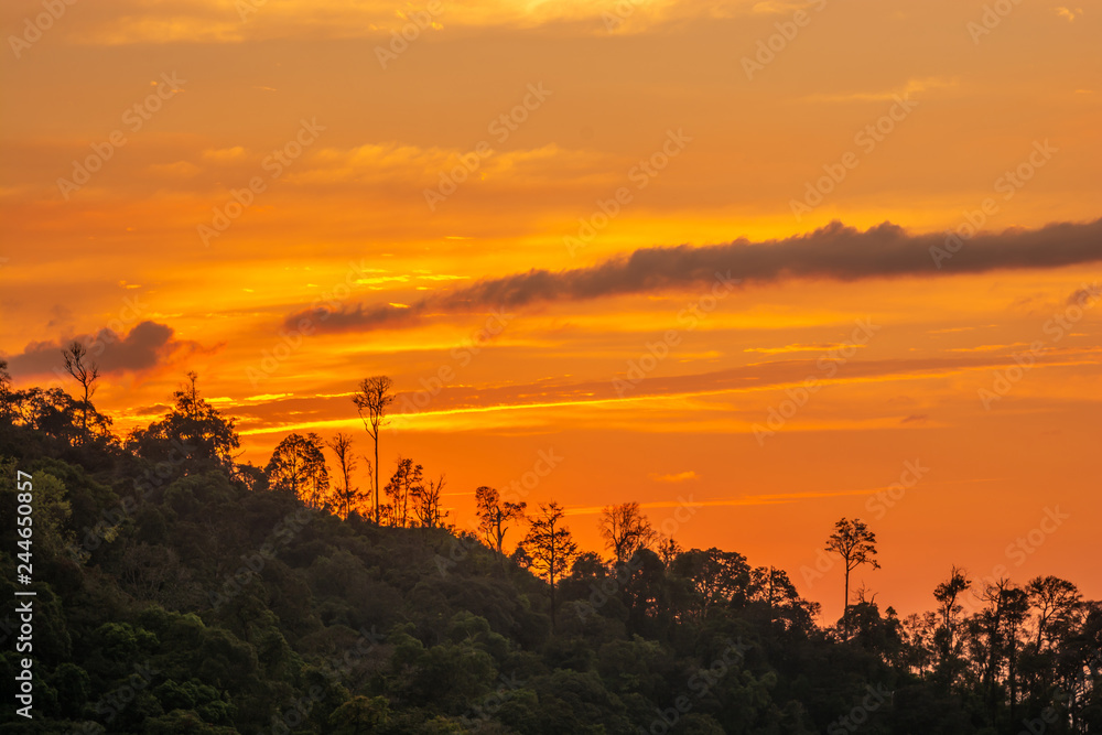 sunset on the mountain of northern Thailand