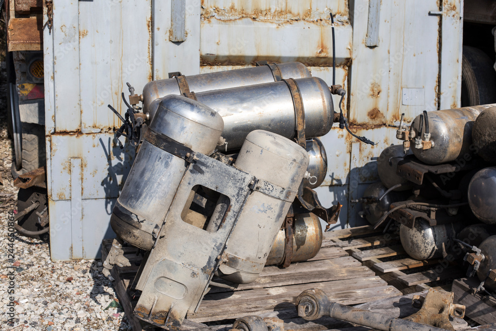 Naklejka premium Air tank for truck. Vehicle disposal parts