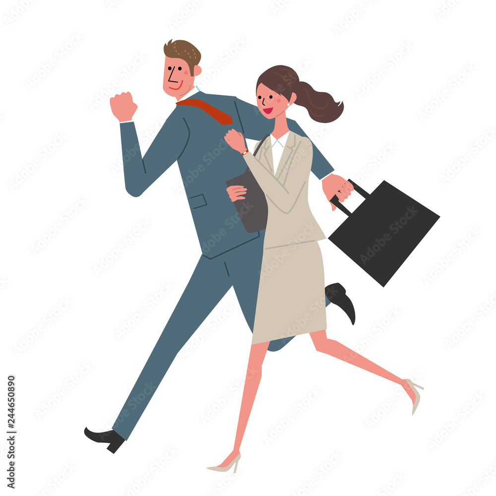 ビジネスマン ビジネスウーマン 走る イラスト Stock Vector Adobe Stock