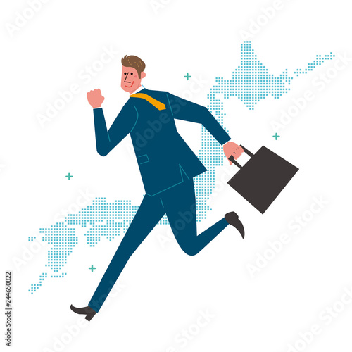  ビジネスマン　日本　走る　イラスト
