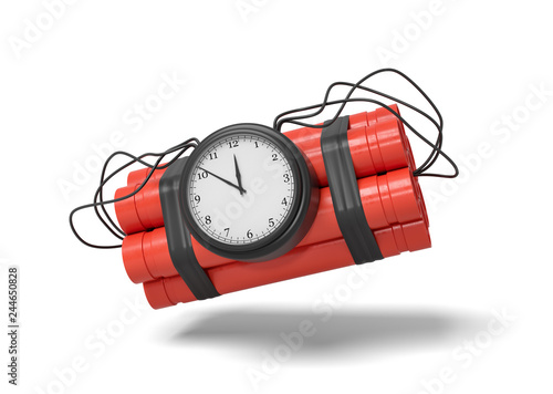 Konstfotografi 3d rendering of a bundle of dynamite sticks with a clock attached to the side of it on a white background