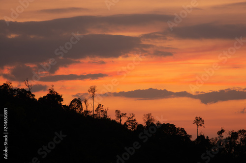 sunset on the mountain of northern Thailand