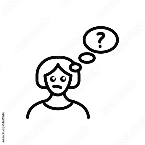 Black line icon for thinking