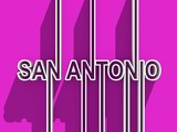San Antonio city name in geometry style design. Creative vintage typography poster concept. 3D rendering. Text with long shadows