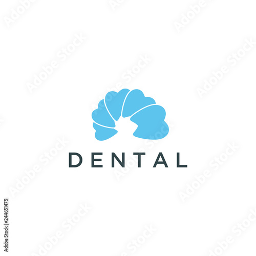 Dental Clinic Logo Tooth abstract design vector template Linear style. Dentist stomatology medical doctor Logotype concept icon.