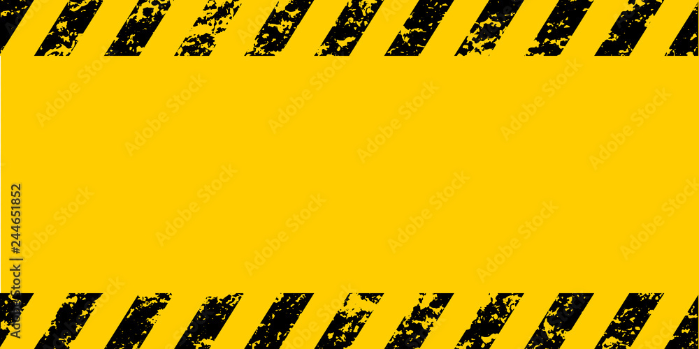 Warning frame grunge yellow and black diagonal stripes, vector grunge texture warn caution, construction, safety background - obrazy, fototapety, plakaty 