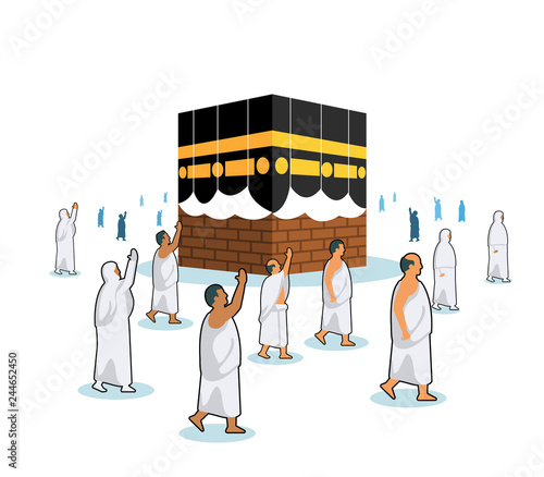Hajj Pilgrimage Walk Surrounding Half Open Cover Kaaba