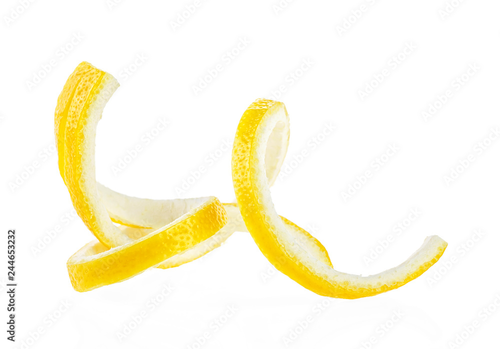Lemon peel isolated on a white background. Healthy food. - obrazy, fototapety, plakaty 