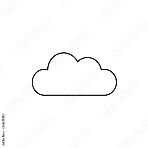 Flat design style vector of cloud symbol icon on white. Black outlines.