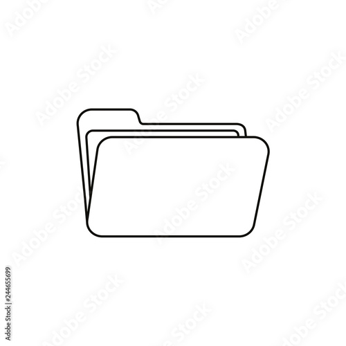 Flat design style vector of open folder icon on white. Black outlines.