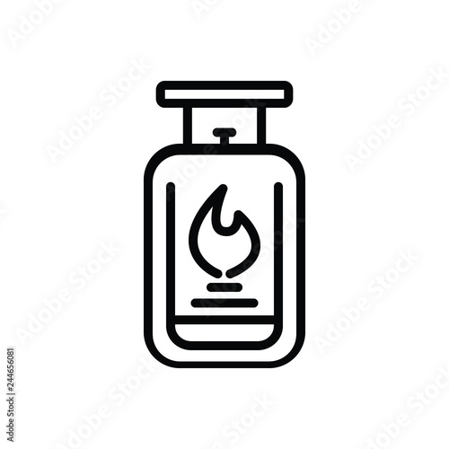 Black line icon for gas flame