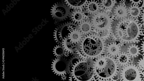 Abstract Background Consisting of White Gears on Dark