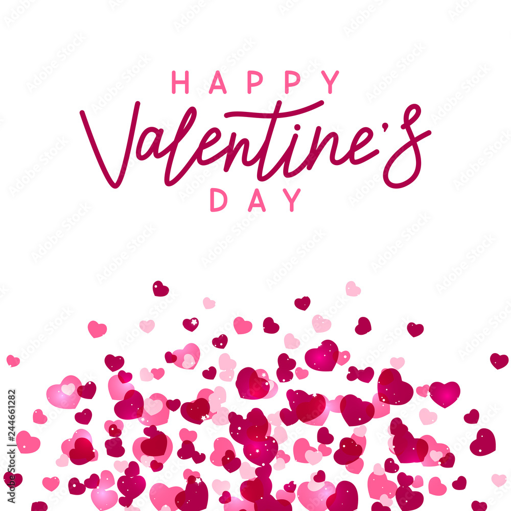 Pink hearts on white background