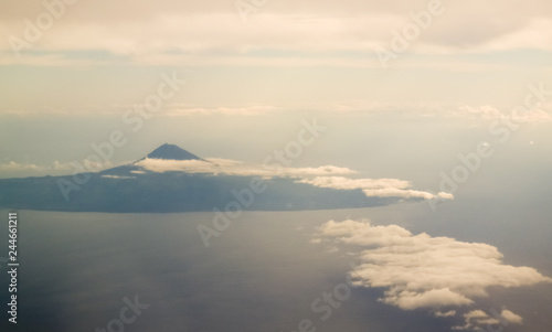 Aerial panoramic view to Pico island, Azores, Portugal