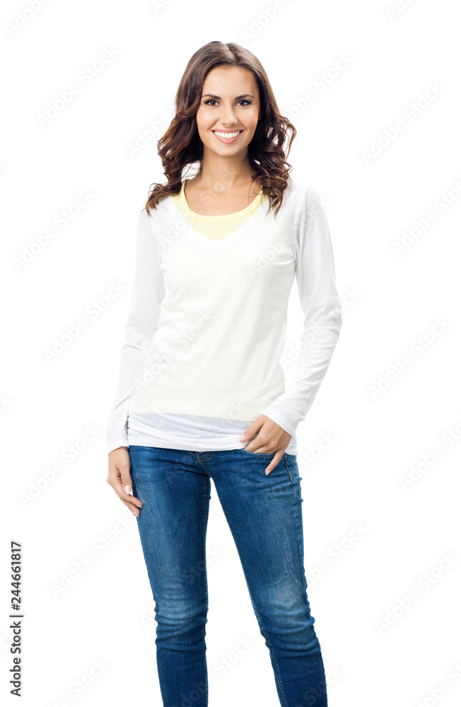 Smiling beautiful young woman, isolated Smiling beautiful young woman, isolated