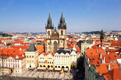 Old town square in Prague with Church of our lady before tyn, Czech Republic