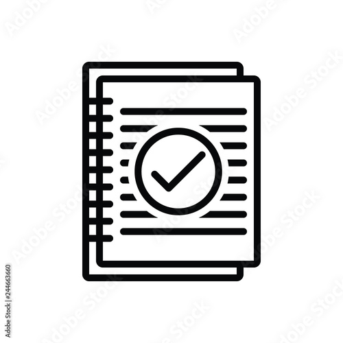 Black line icon for summary 